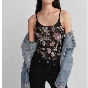 Mesh floral express bodysuit NWOT